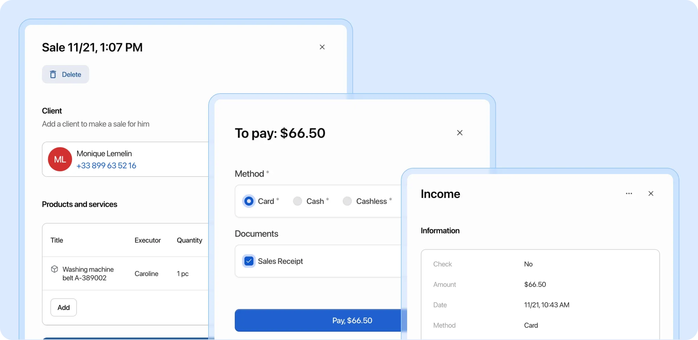 Quick sales through Shop module with or without customer specification