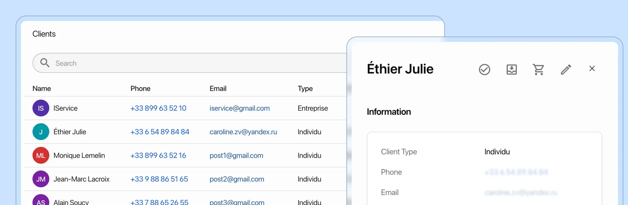Customer database, customer service, customer card, CRM, CRM system