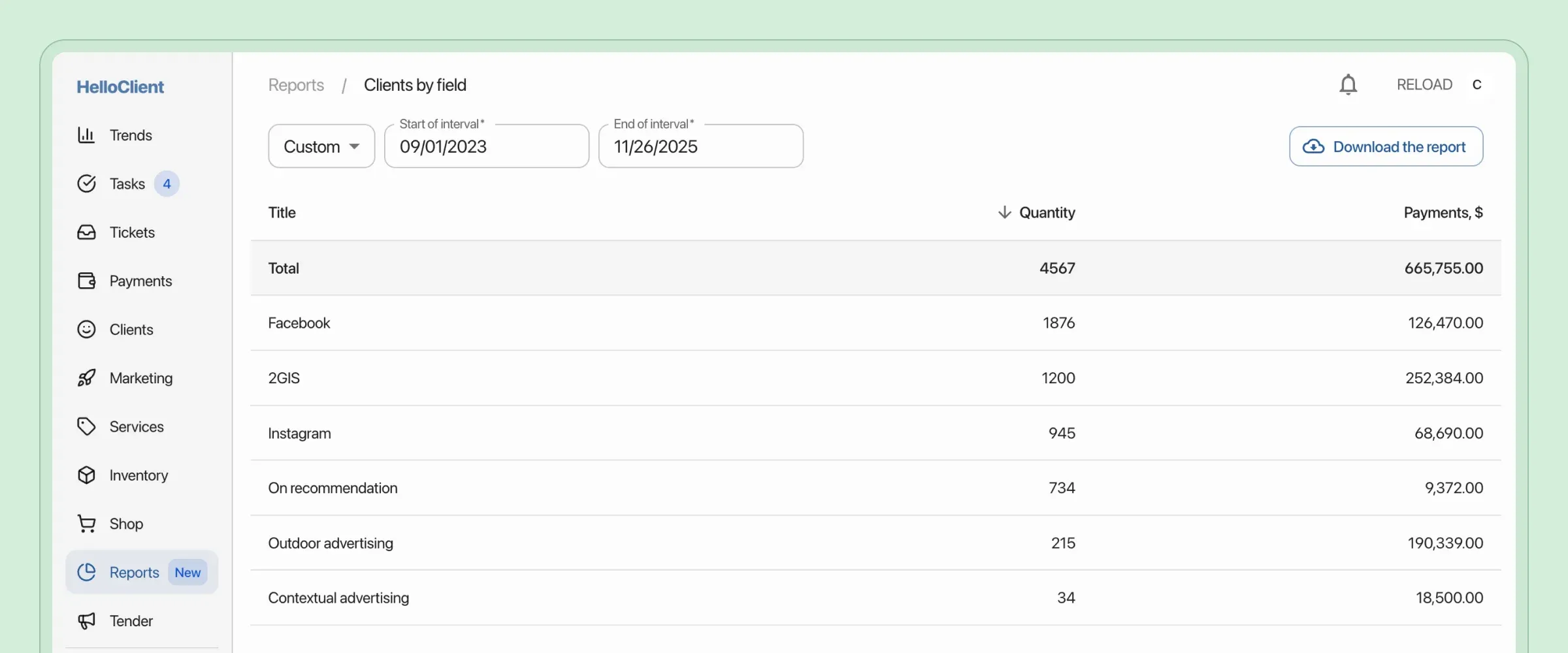 CRM features, advertising source analysis, analytics, CRM reports, CRM system