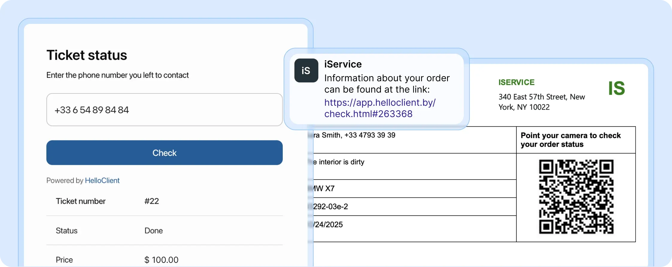 Order status widget for customers: all order information in real time