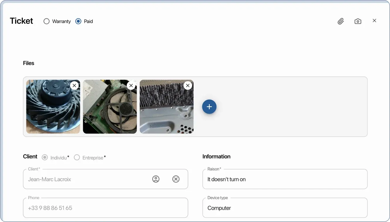 Order creation form in HelloClient CRM. Adding custom fields, directories. Photo and file attachments