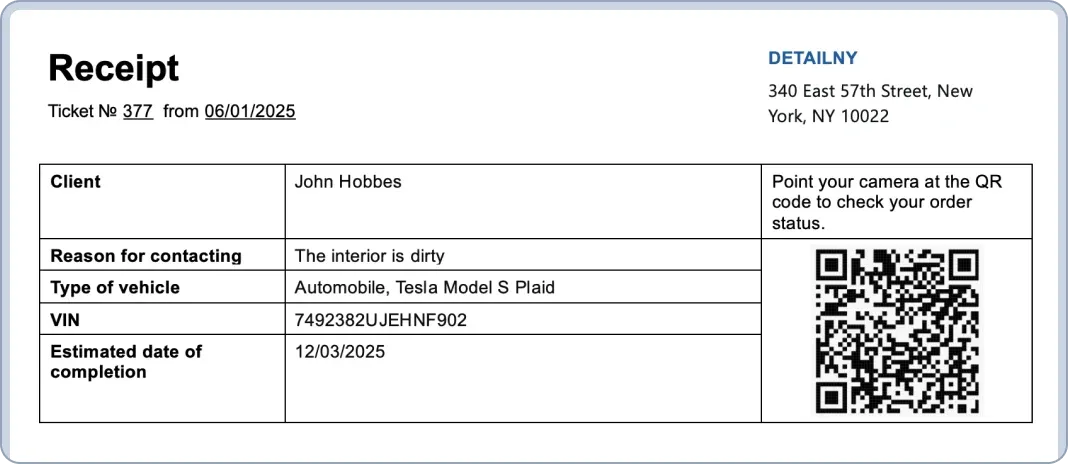 Ready-made service ticket template in HelloClient CRM