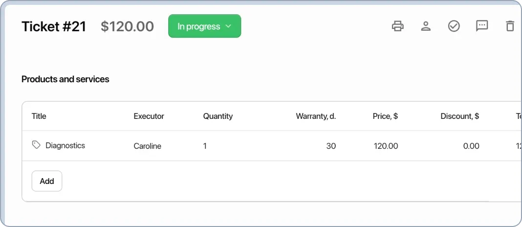 Custom order status setup, filters, product catalogs, services, issues and requests
