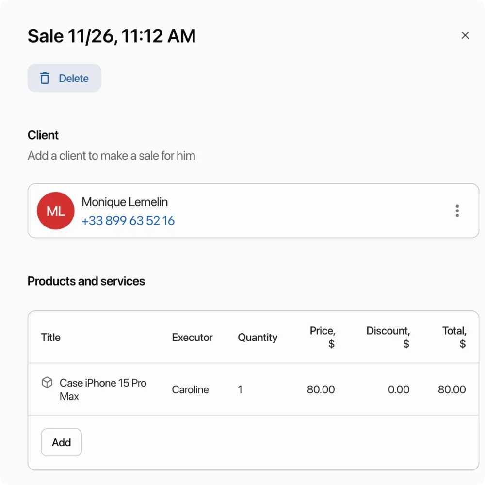 Quick sales through Shop module with customer identification