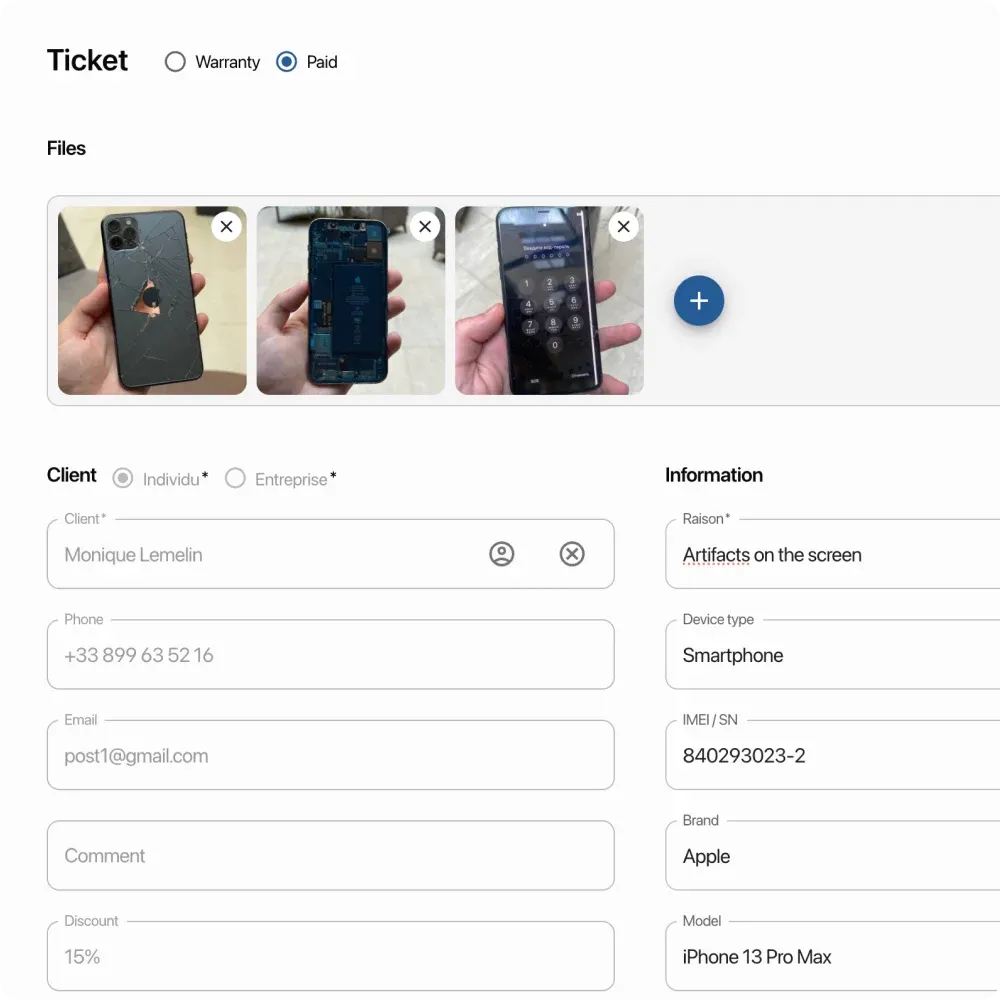 Adding photos and files to orders without quantity limitations