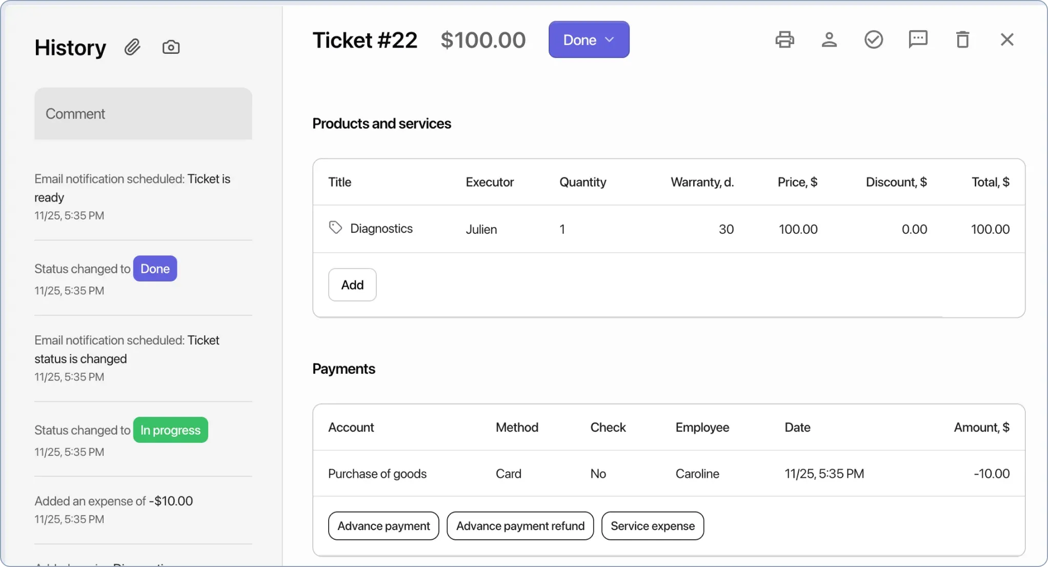 Order card in CRM. Convenient order form