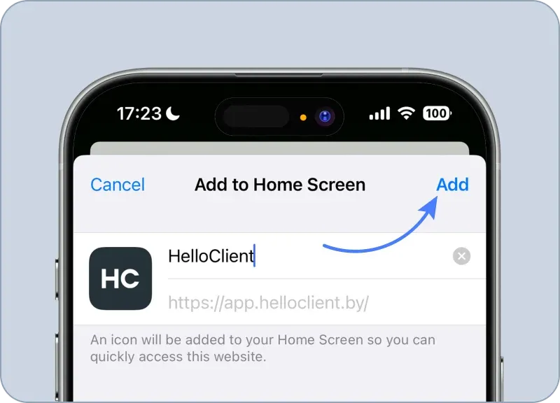 Installing HelloClient mobile app on iOS
