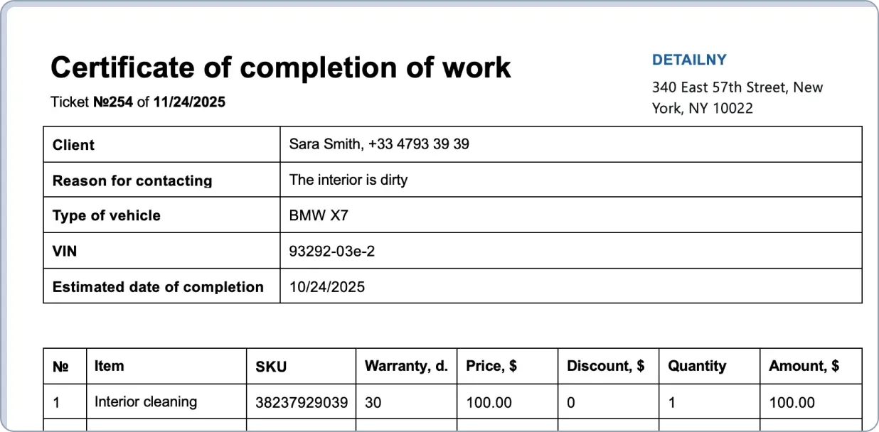Ready-made service ticket template in CRM HelloClient