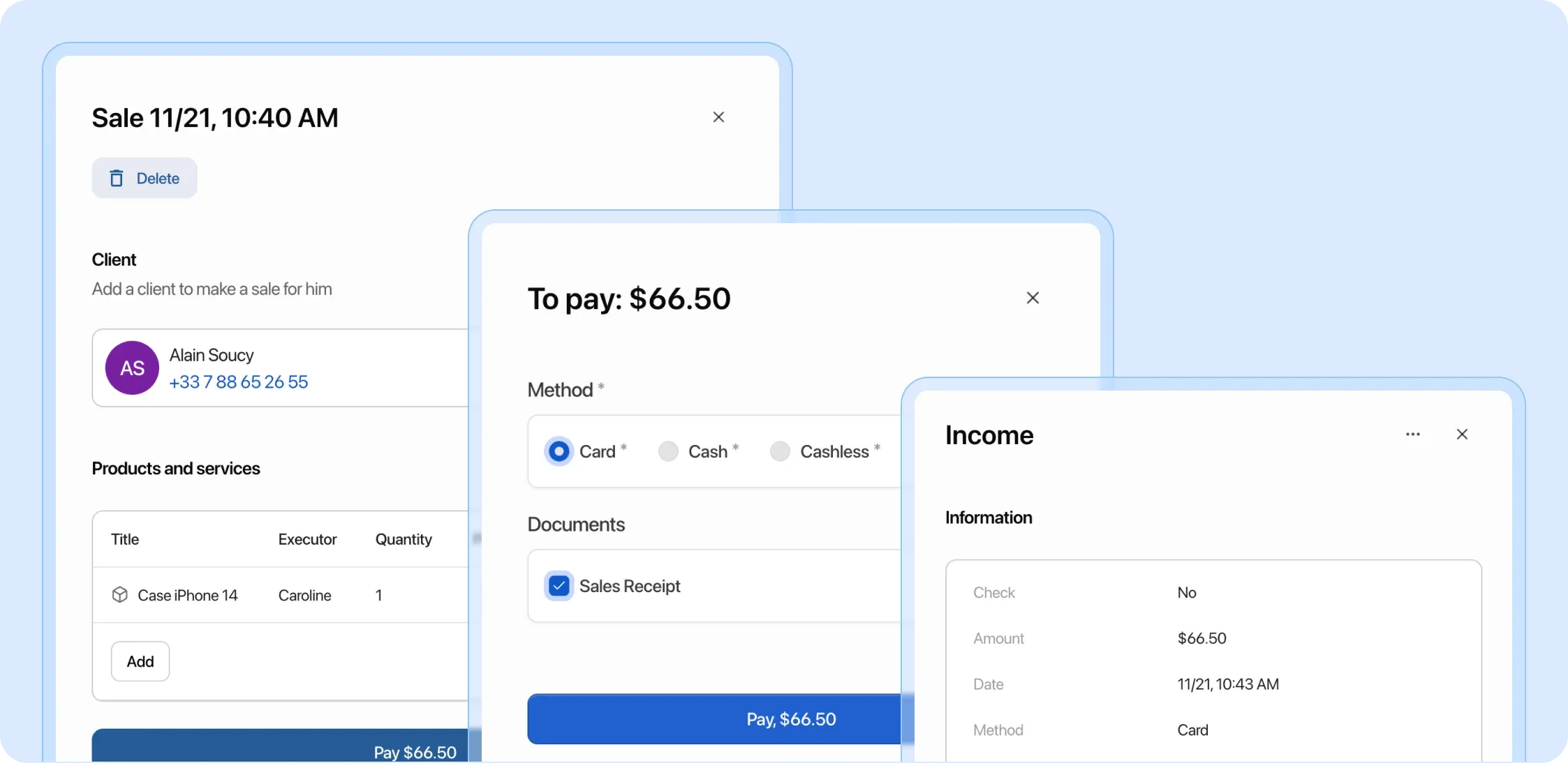 Quick sales through Shop module with or without customer specification