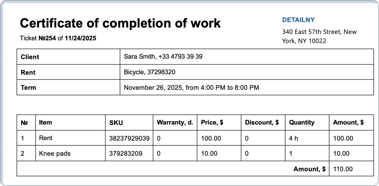 Ready-made service ticket template in HelloClient CRM