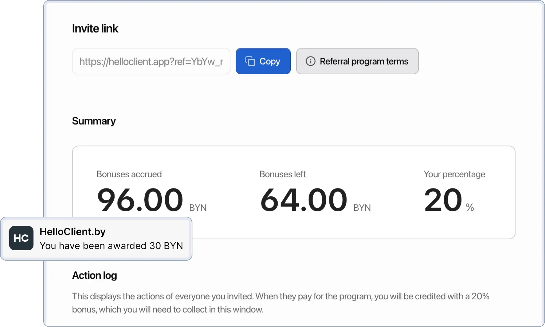 HelloClient CRM Referral Program