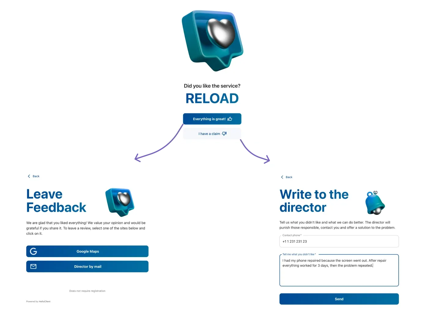 CRM HelloClient helps collect positive reviews on online maps