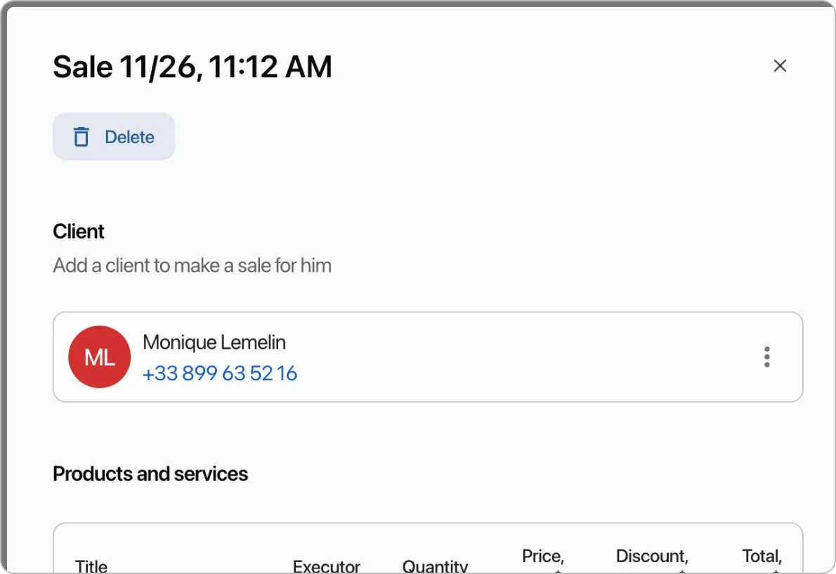 Store module for retail trade. Quick sales with customer selection. Printing of sales receipts.