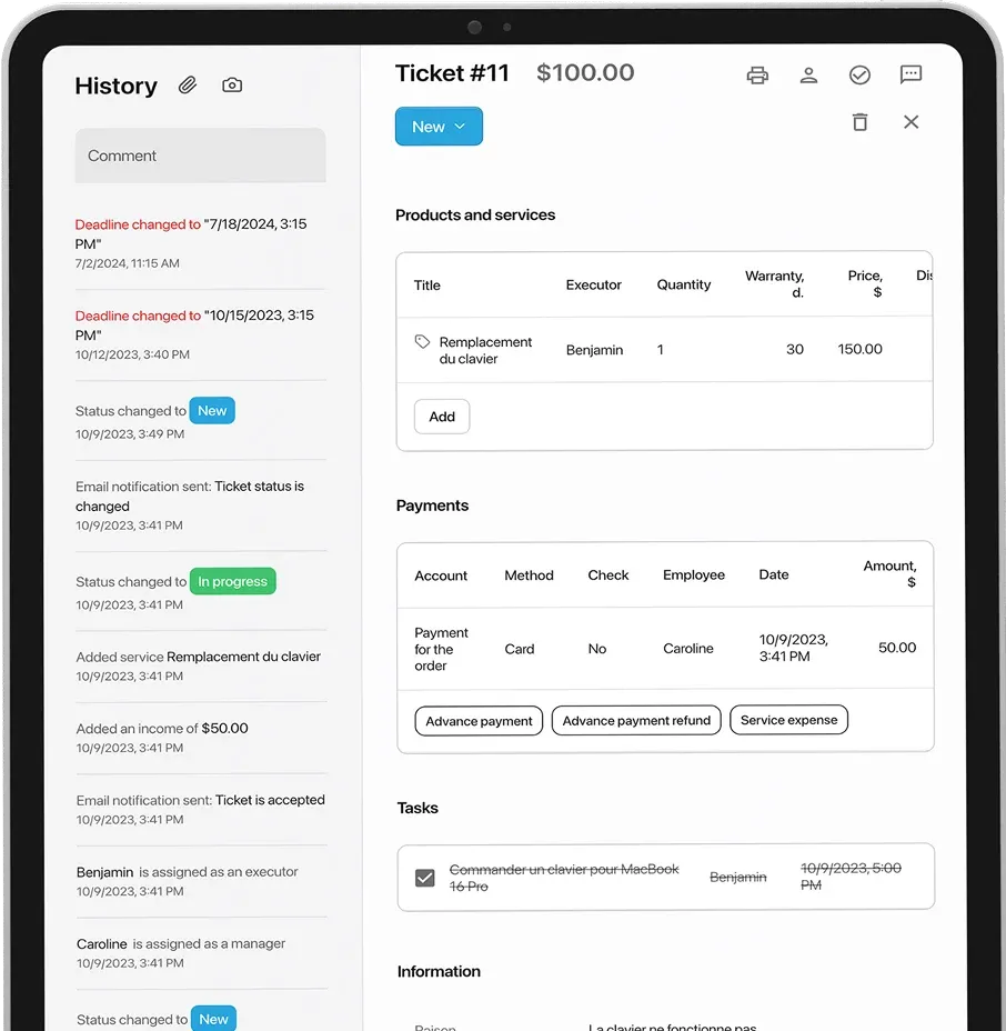 CRM for tablets: full version with desktop functionality and convenient interface for large screens