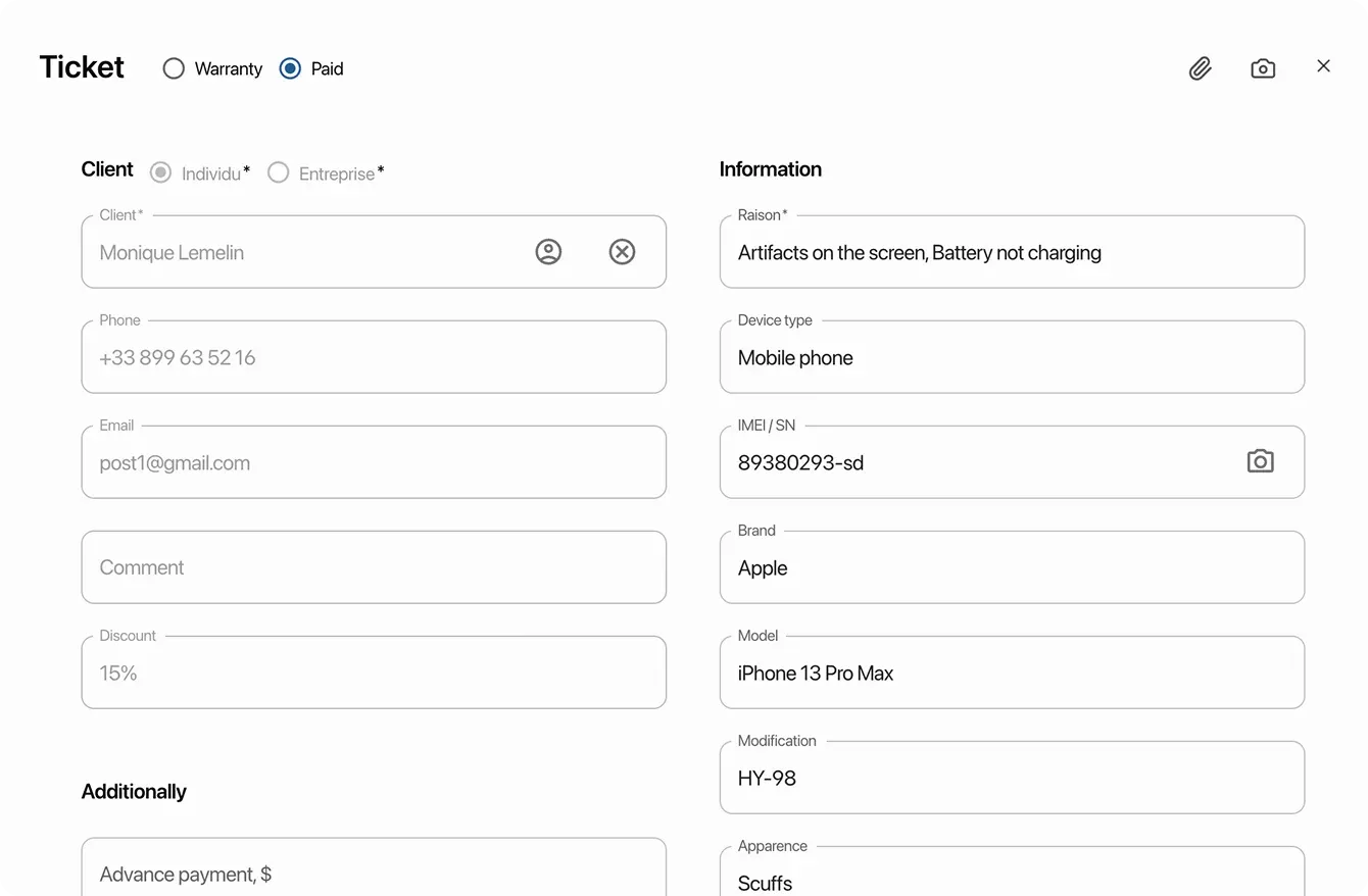 Convenient order creation form with reference databases