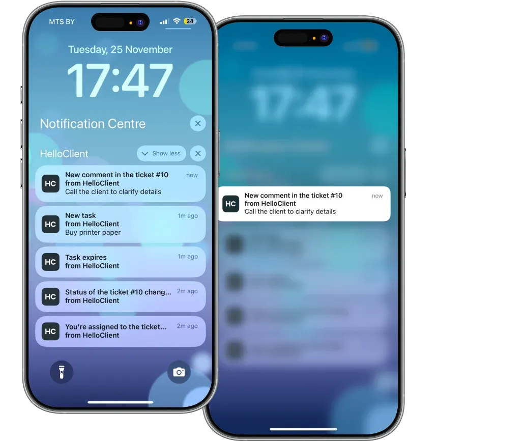Automatic employee notifications on PC and smartphone